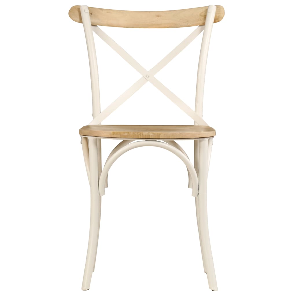 Chaises à dossier croisé lot de 4 blanc bois de manguier massif Chaises de cuisine vidaXL