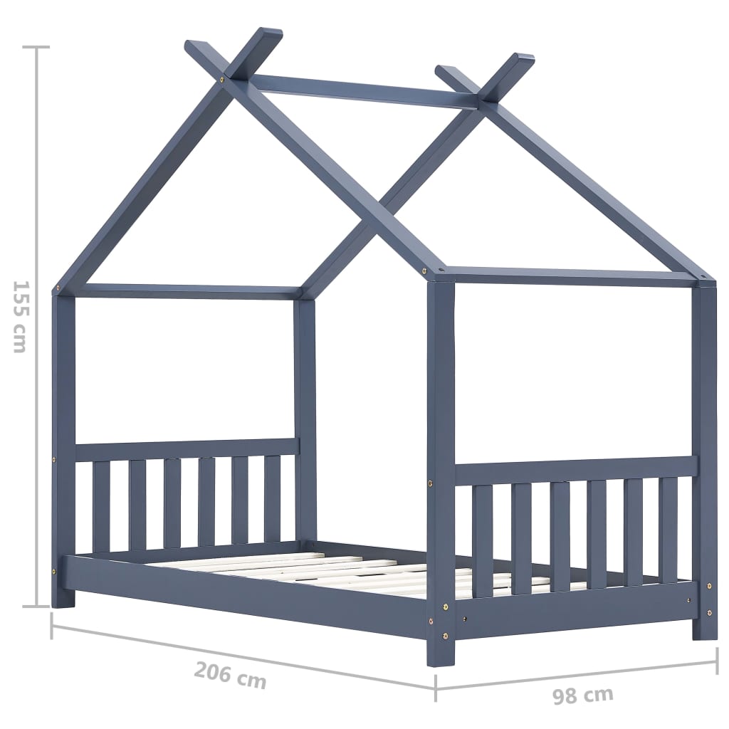 Cadre de lit d'enfant Gris  Bois de pin massif 90 x 200 cm Lits bébés et enfants vidaXL   