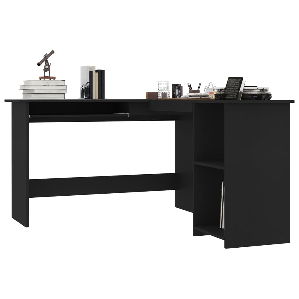 Bureau d'angle en forme de L Noir 120x140x75cm bois ingénierie Bureaux vidaXL