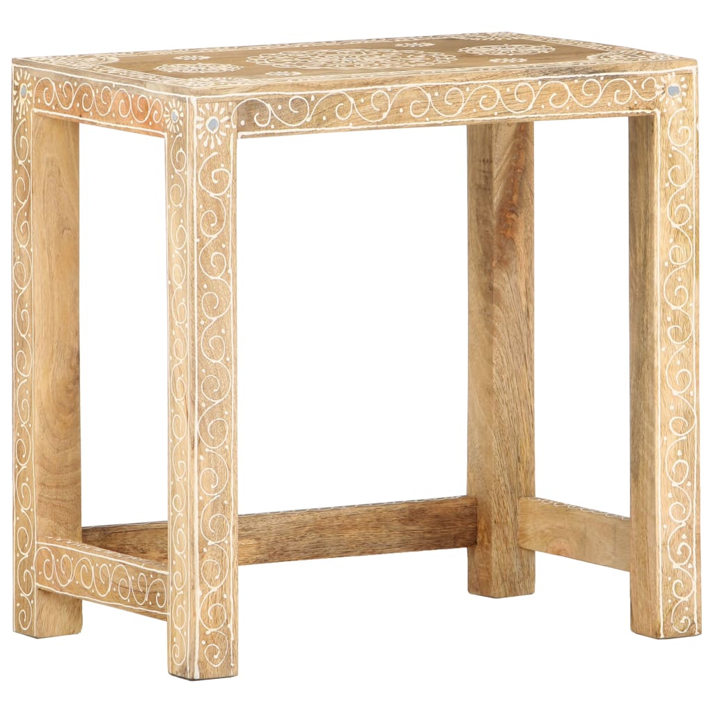 Tables d'appoint peintes à la main 2pcs Bois de Manguier solide Tables d'appoint vidaXL