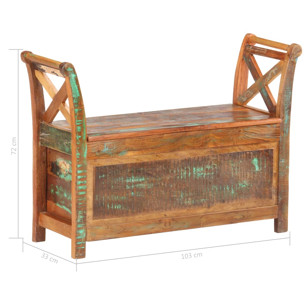 Banc d'entrée 103x33x72 cm Bois de récupération solide Bancs coffres vidaXL