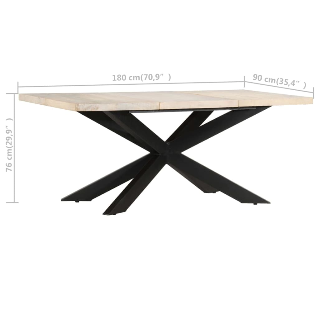 Table à dîner 180x90x76 cm Bois de manguier massif blanchi Tables à manger vidaXL