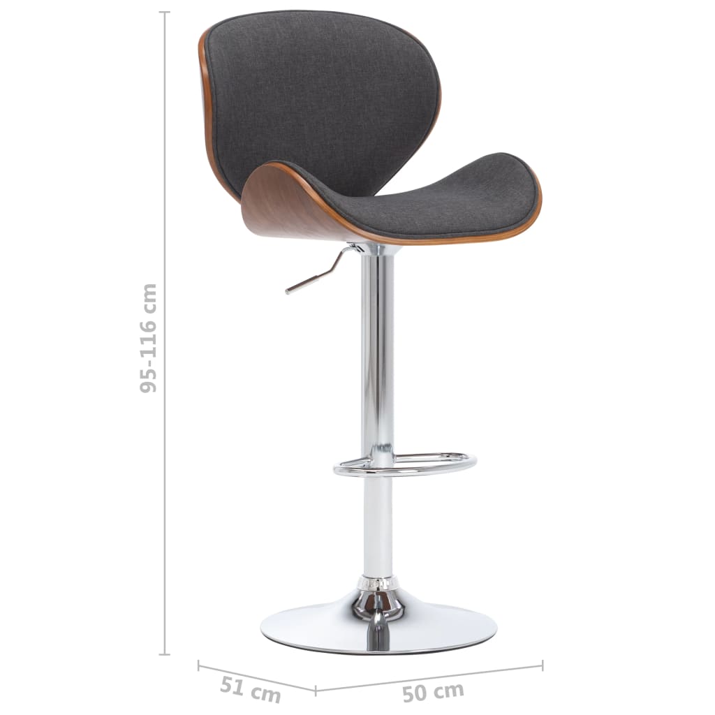 Tabouret de bar Gris Tissu Tabourets de bar vidaXL   