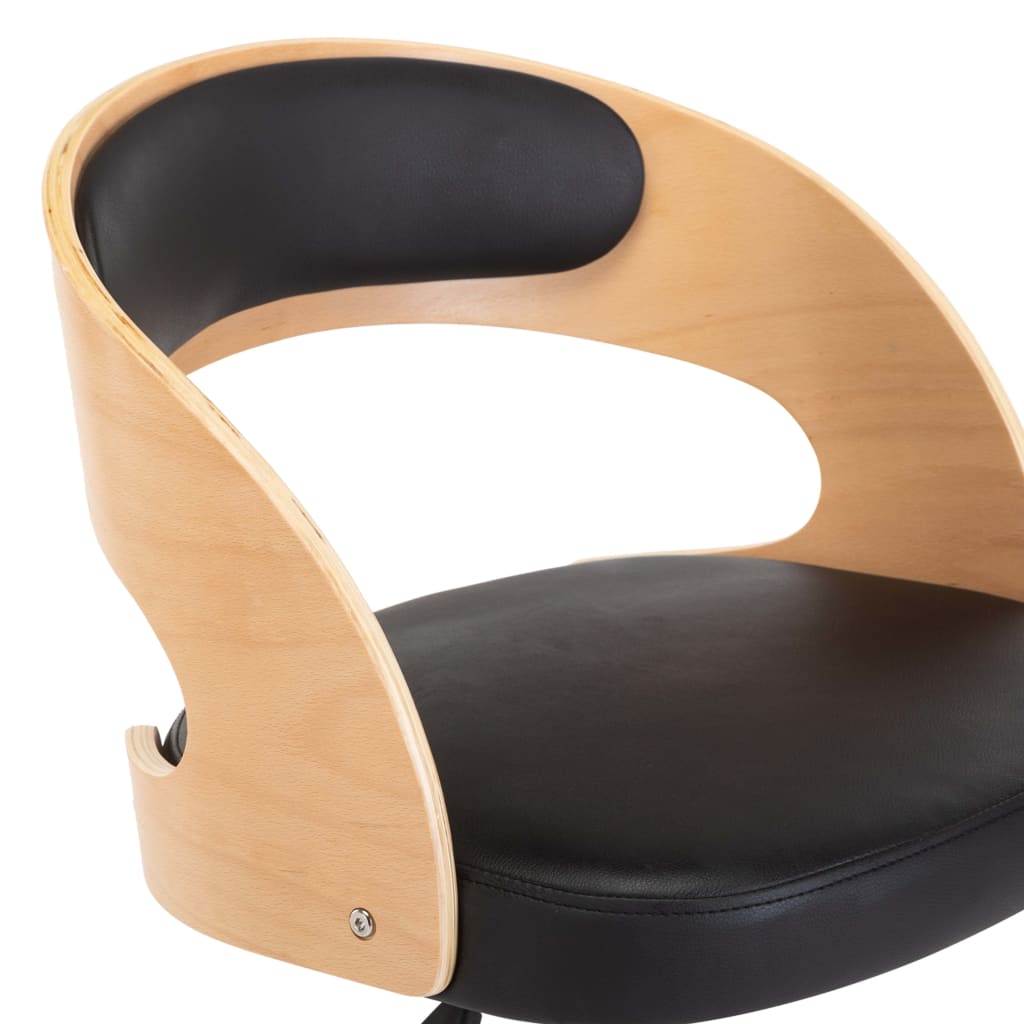 Chaise pivotante à dîner Noir Bois courbé et similicuir Chaises de cuisine vidaXL   