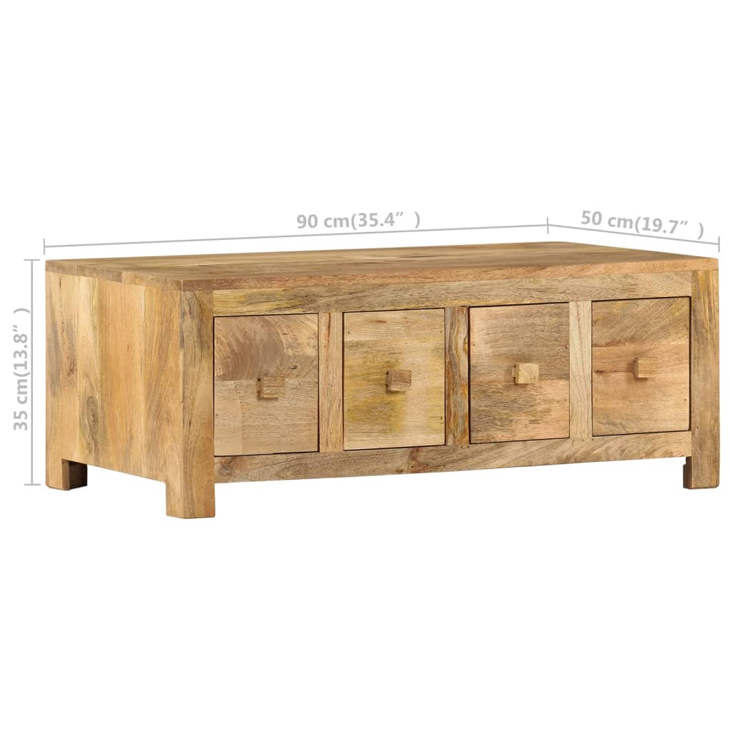 Table basse avec 4 tiroirs 90x50x35 cm Bois solide de manguier Tables basses vidaXL