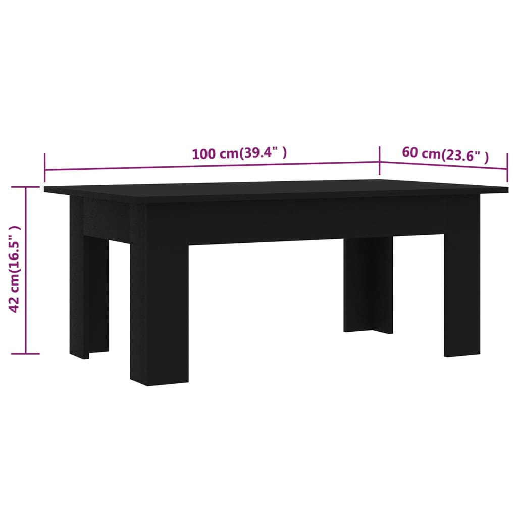 Table basse Noir 100x60x42 cm Bois d’ingénierie Tables basses vidaXL   