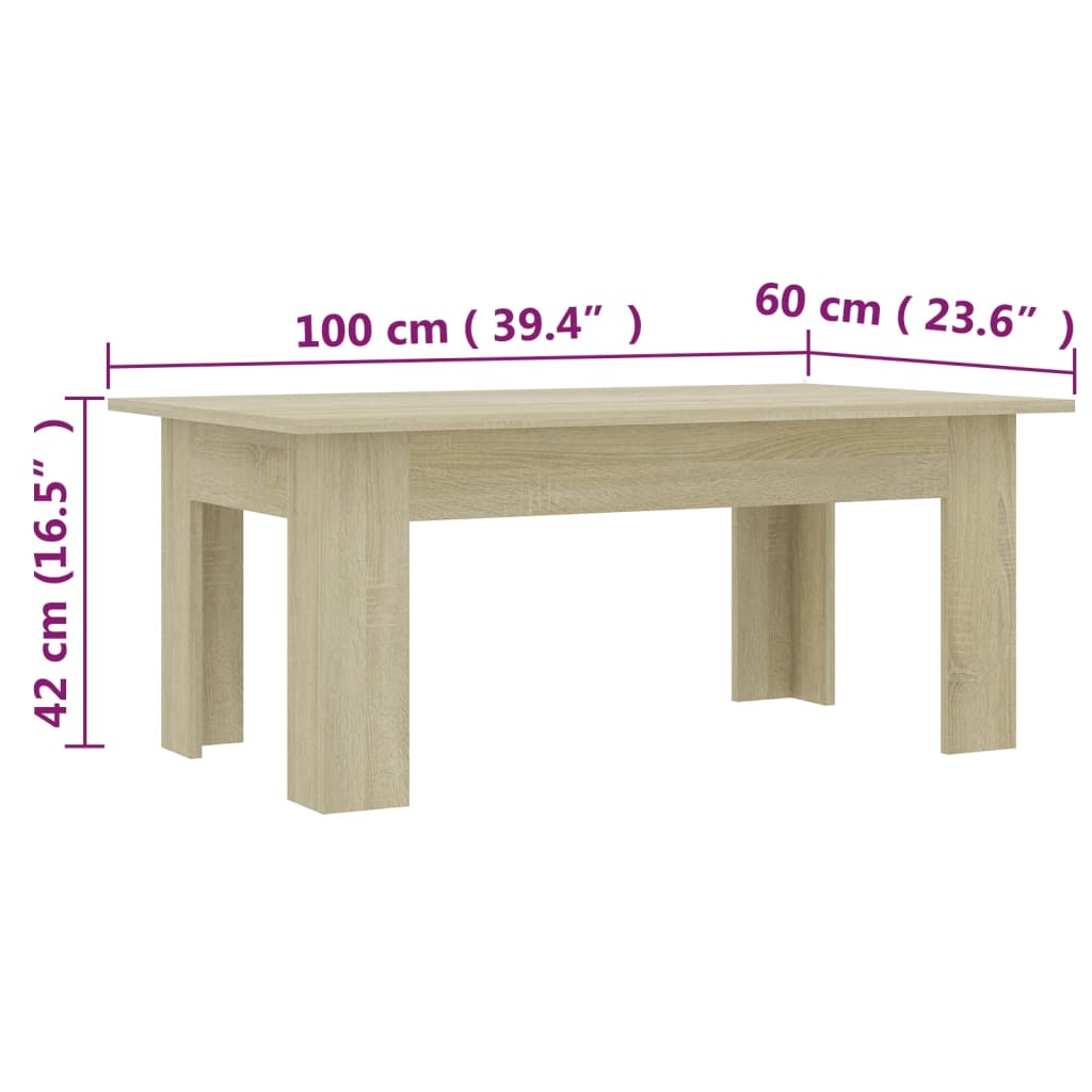 Table basse Chêne sonoma 100x60x42 cm Bois d’ingénierie Tables basses vidaXL   