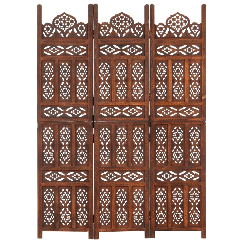 Cloison de séparation 3 panneaux Marron 120x165cm Bois manguier Séparateurs de pièces vidaXL