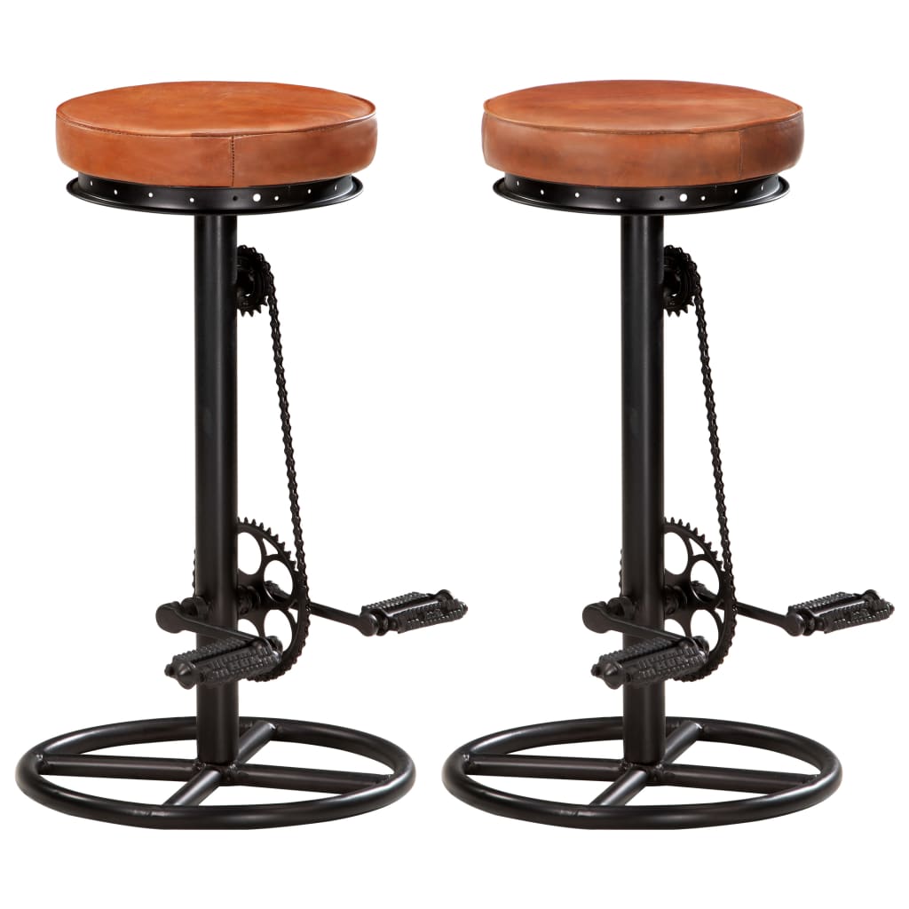 Tabourets de bar lot de 2 noir/marron cuir véritable de chèvre Tabourets de bar vidaXL   