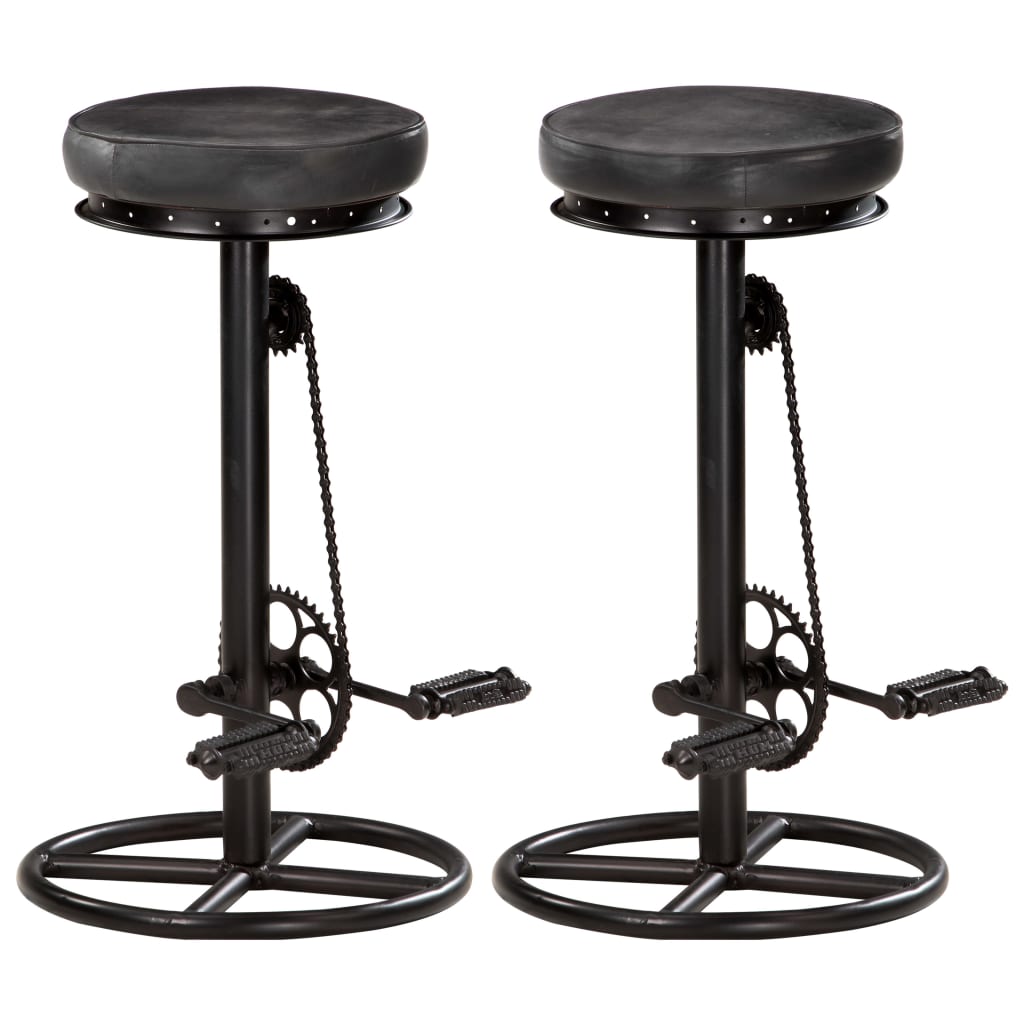 Tabourets de bar lot de 2 noir cuir véritable de chèvre Tabourets de bar vidaXL   