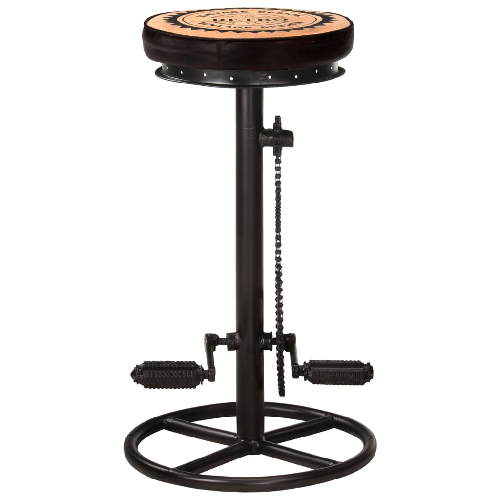 Tabourets de bar avec motif lot de 2 noir/marron cuir véritable Tabourets de bar vidaXL   