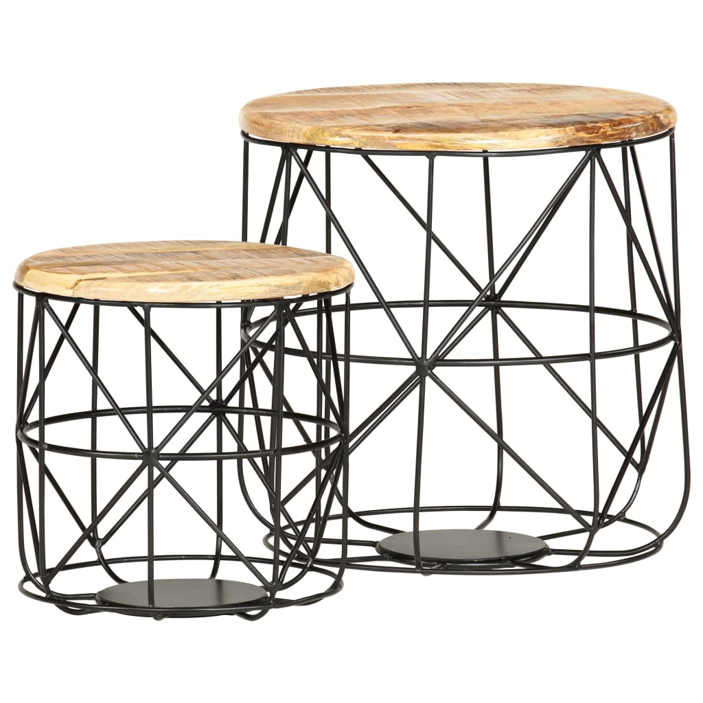 Tables basses 2 pcs Bois solide de manguier Tables basses vidaXL