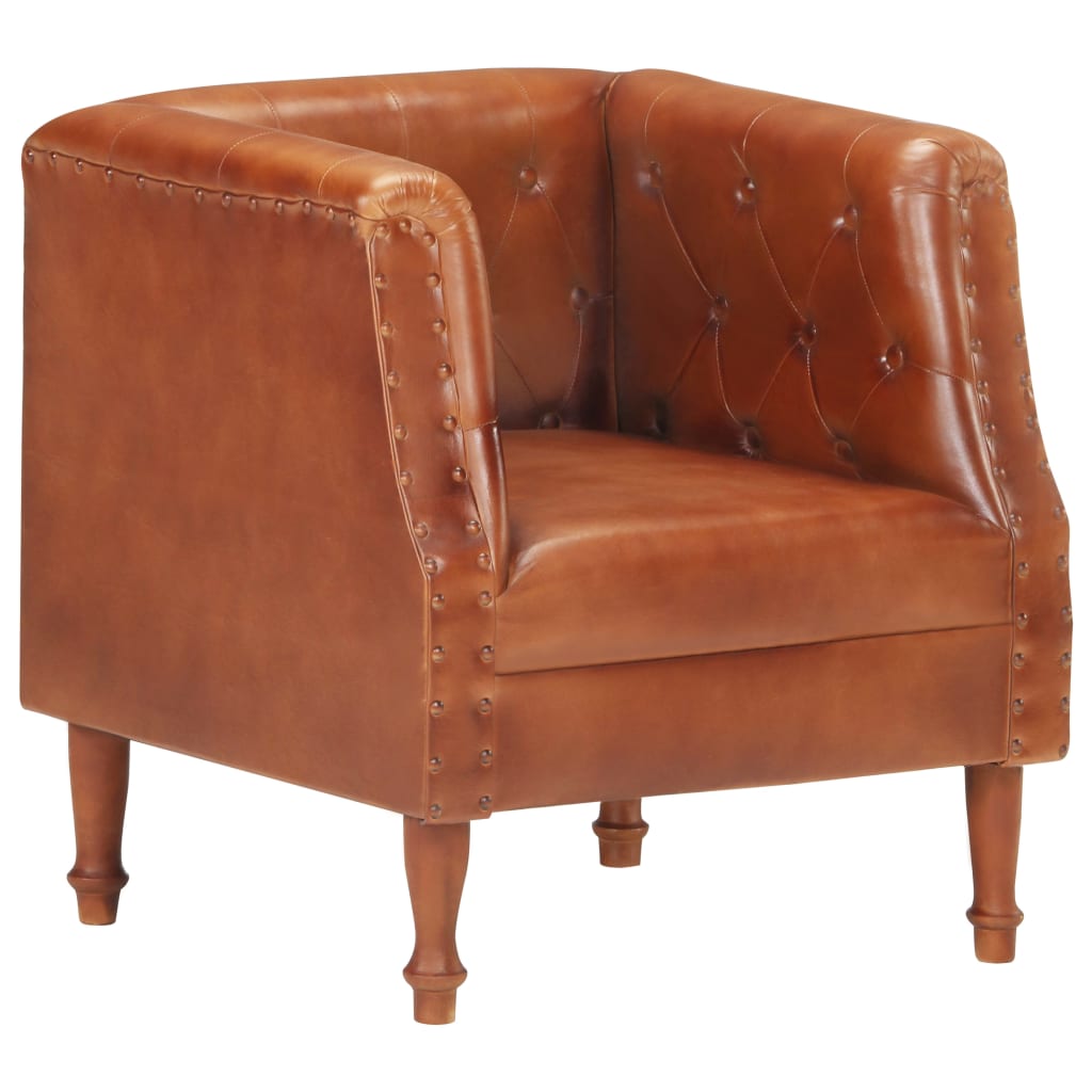 Fauteuil Marron Cuir véritable Fauteuils vidaXL   