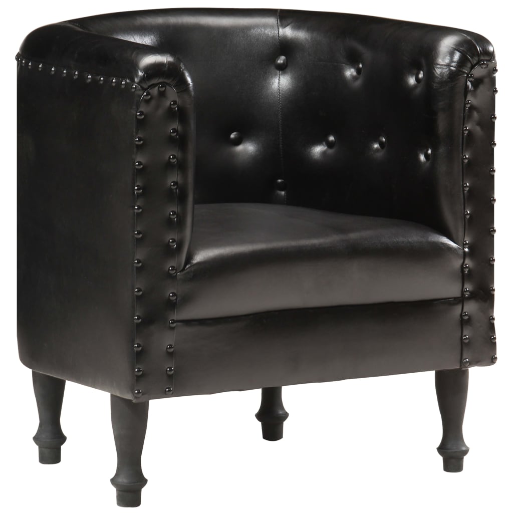 Chaise cabriolet noir cuir véritable - Xios Store SNC