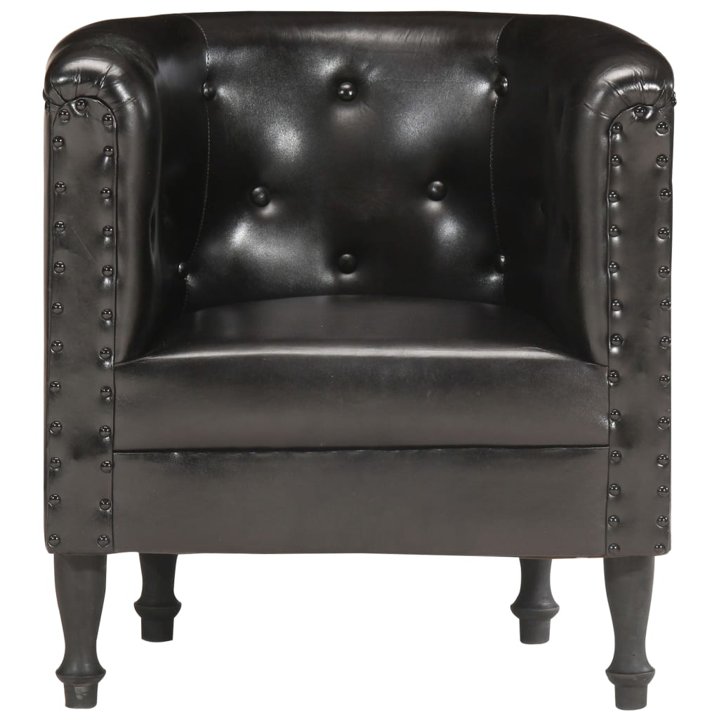 Chaise cabriolet noir cuir véritable - Xios Store SNC