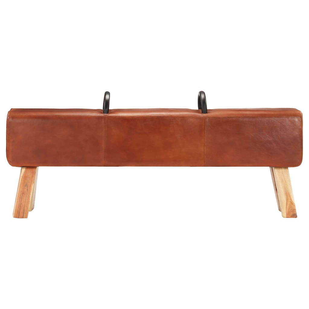 Banc cheval d'arçon vintage Cuir véritable de chèvre Bancs coffres vidaXL   