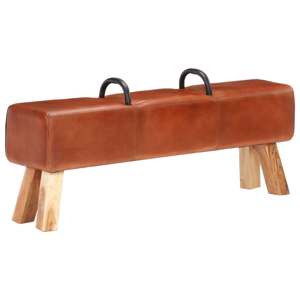 Banc cheval d'arçon vintage Cuir véritable de chèvre Bancs coffres vidaXL   