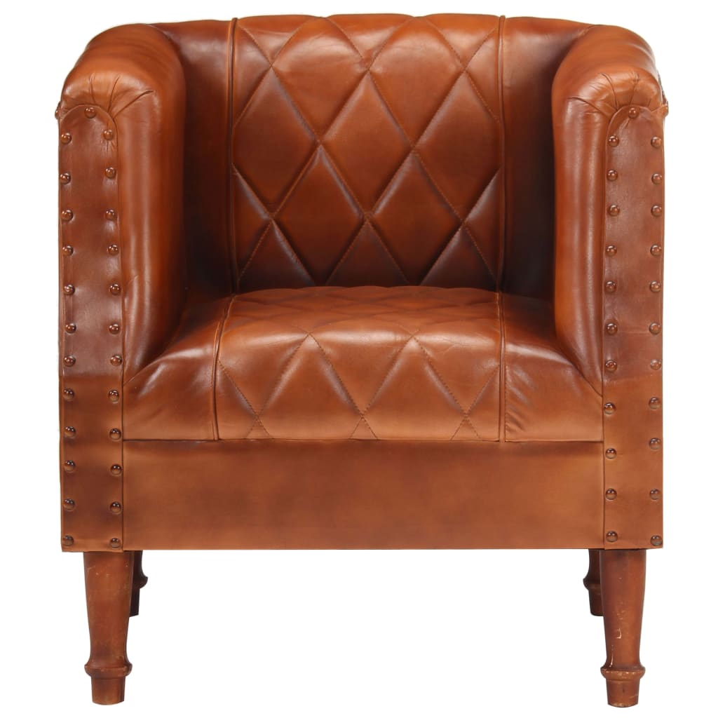 Chaise cabriolet marron Cuir véritable de chèvre - Xios Store SNC