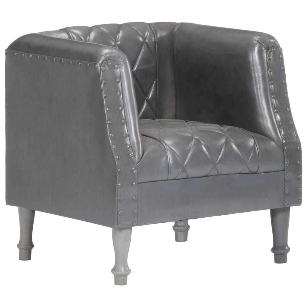 Fauteuil Gris Cuir véritable de chèvre Fauteuils vidaXL   