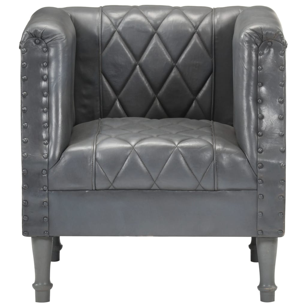 Fauteuil Gris Cuir véritable de chèvre Fauteuils vidaXL   