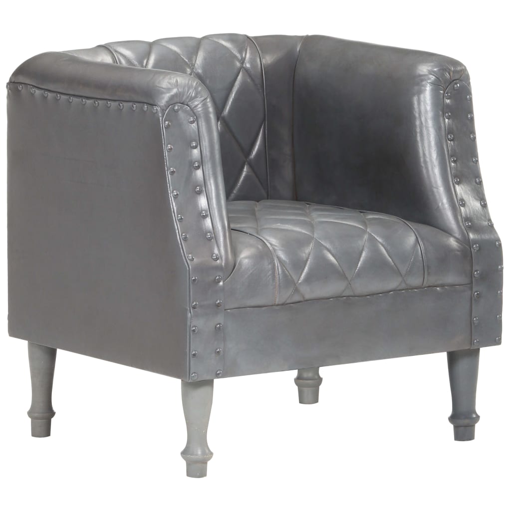 Fauteuil Gris Cuir véritable de chèvre Fauteuils vidaXL   