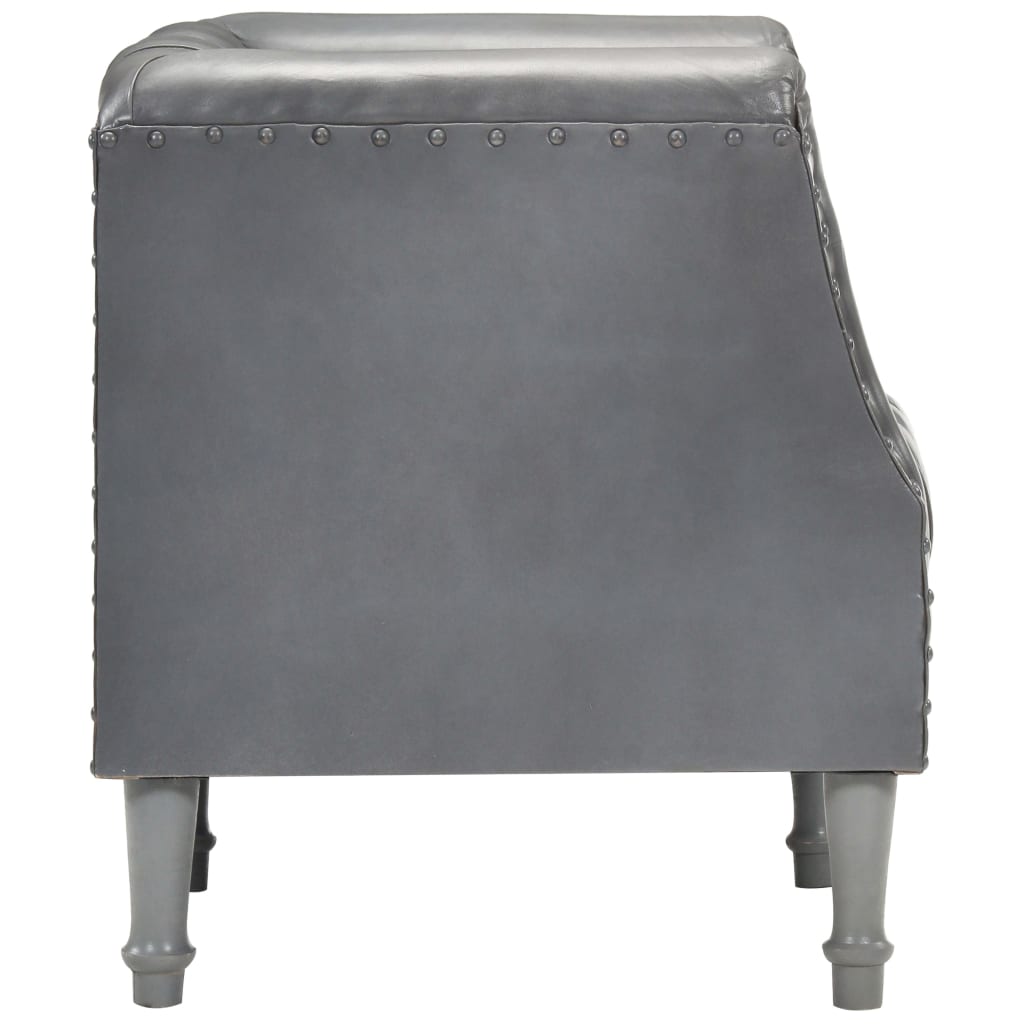 Fauteuil Gris Cuir véritable de chèvre Fauteuils vidaXL   