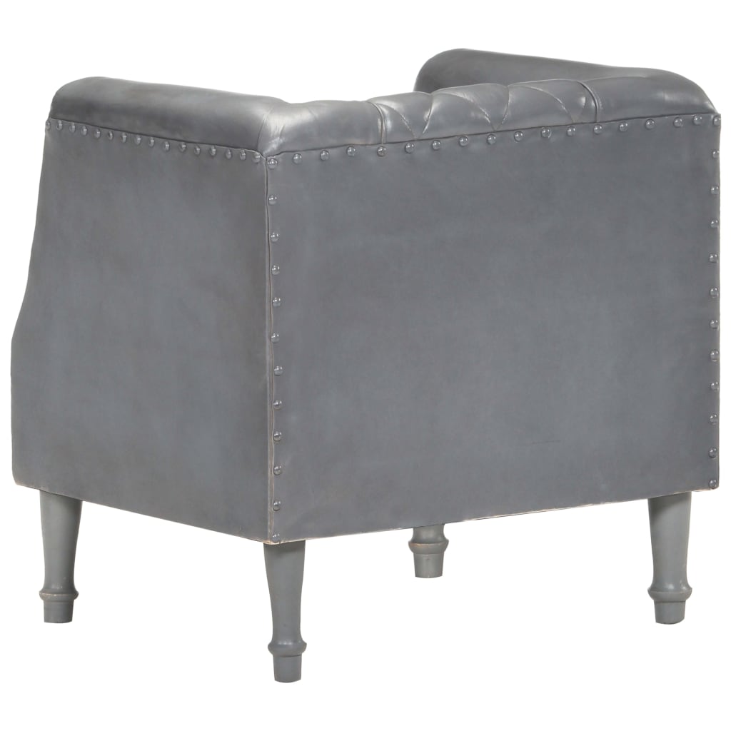 Fauteuil Gris Cuir véritable de chèvre Fauteuils vidaXL   