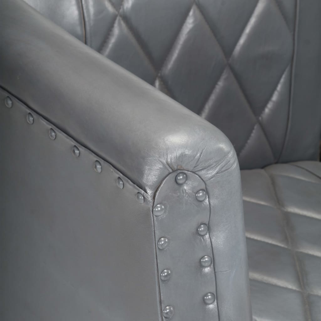 Fauteuil Gris Cuir véritable de chèvre Fauteuils vidaXL   