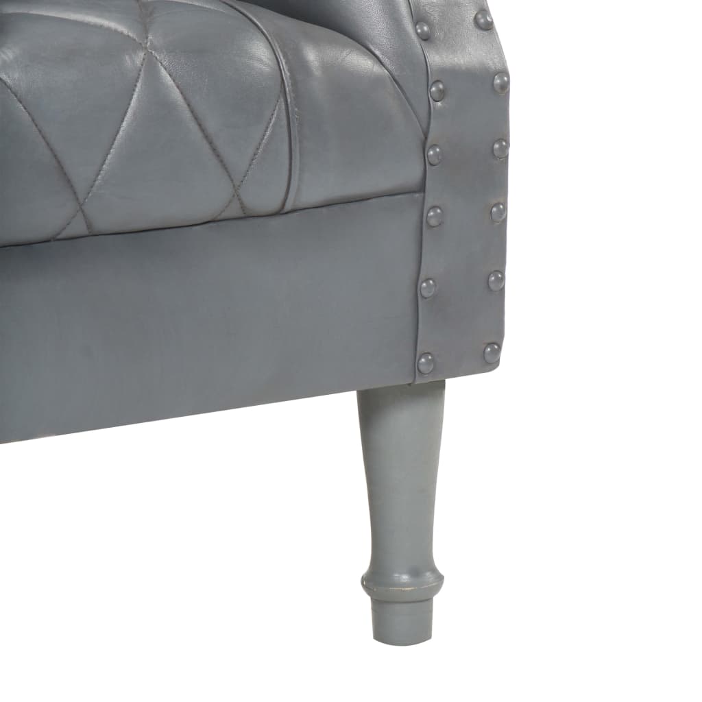 Fauteuil Gris Cuir véritable de chèvre Fauteuils vidaXL   