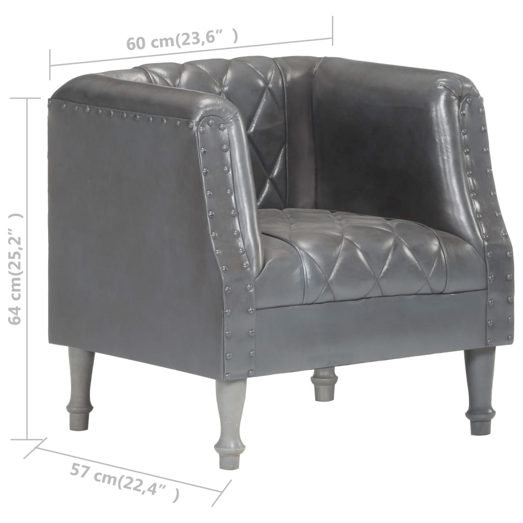 Fauteuil Gris Cuir véritable de chèvre Fauteuils vidaXL   