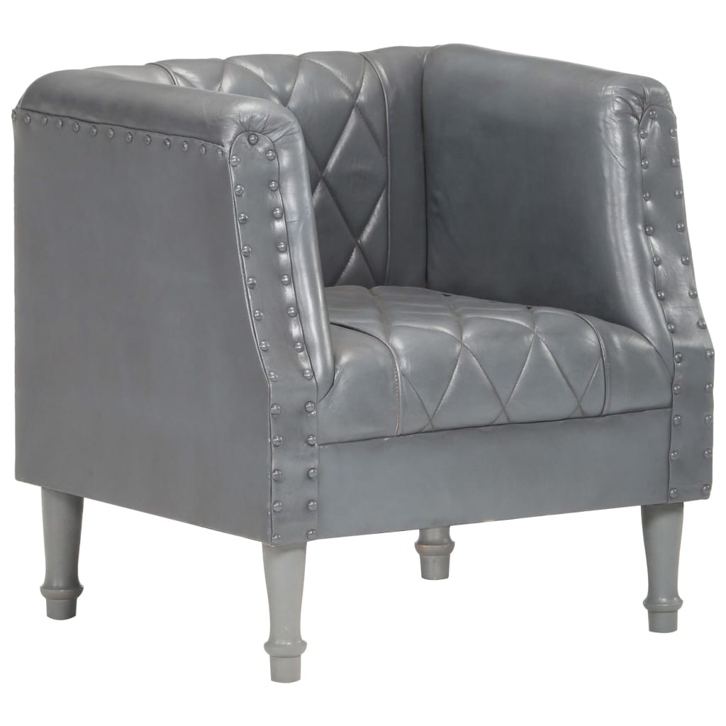 Fauteuil Gris Cuir véritable de chèvre Fauteuils vidaXL   