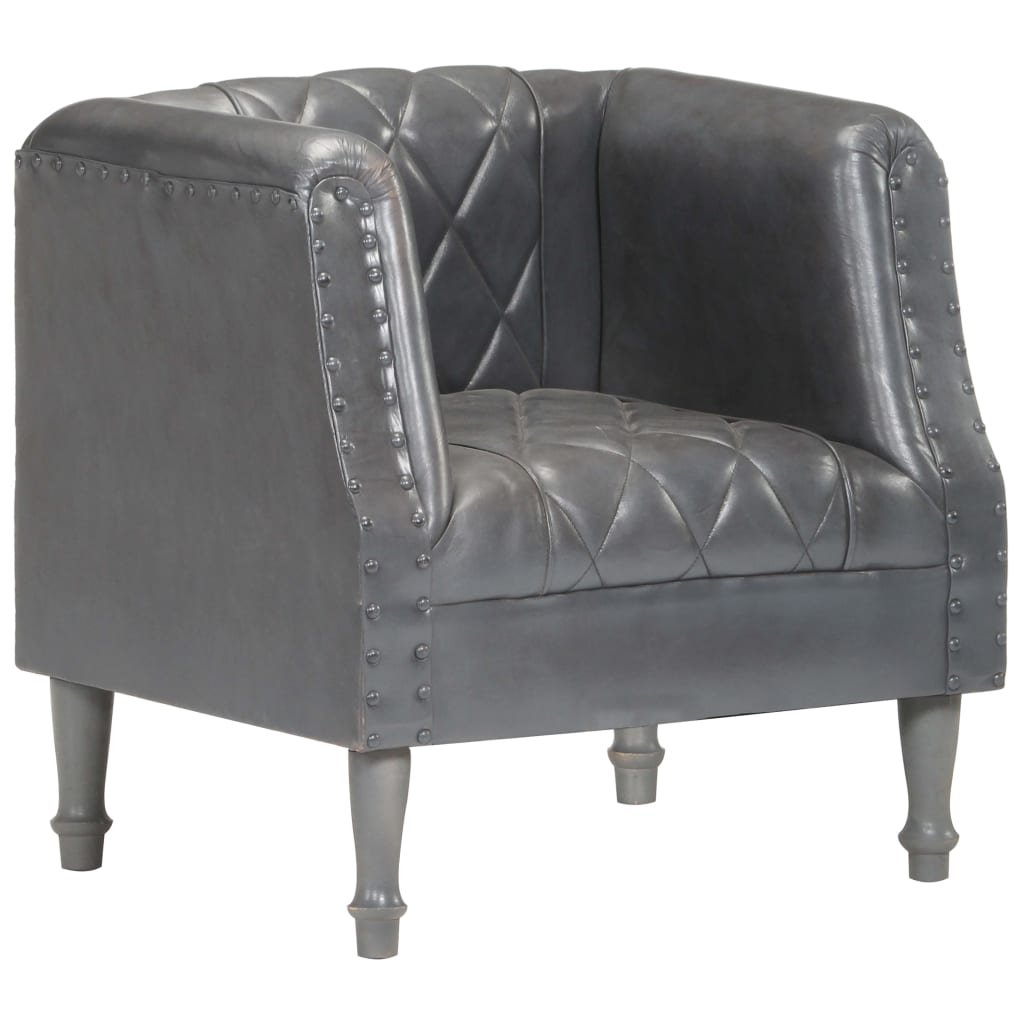 Fauteuil Gris Cuir véritable de chèvre Fauteuils vidaXL   