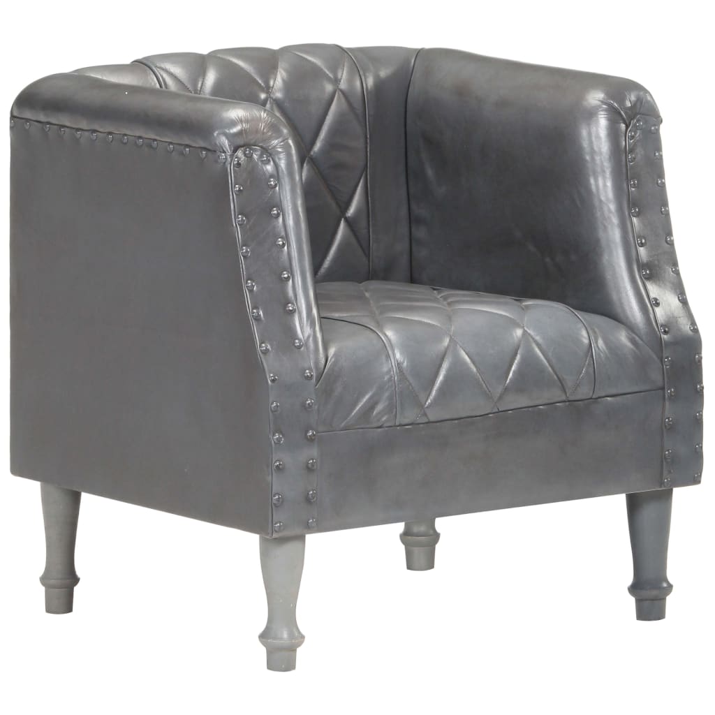 Fauteuil Gris Cuir véritable de chèvre Fauteuils vidaXL   