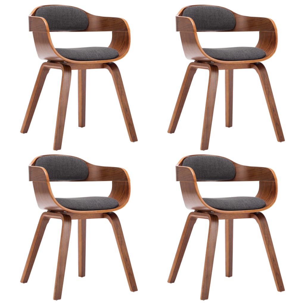 Chaises à manger lot de 4 gris foncé tissu et bois courbé Chaises de cuisine vidaXL   