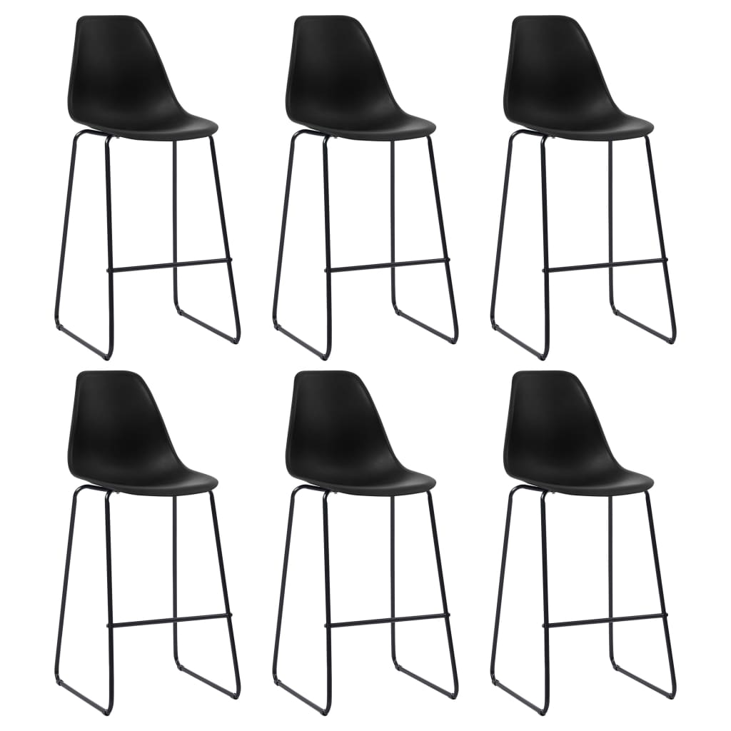 Chaises de bar lot de 6 noir plastique Tabourets de bar vidaXL   