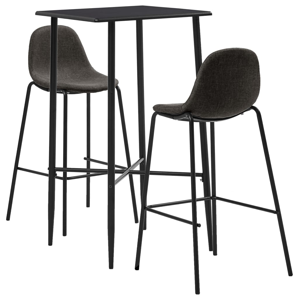 Ensemble de bar 3 pcs Tissu Gris foncé Meubles de salle à manger vidaXL   