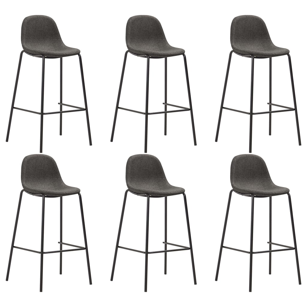 Chaises de bar lot de 6 gris foncé tissu Tabourets de bar vidaXL   