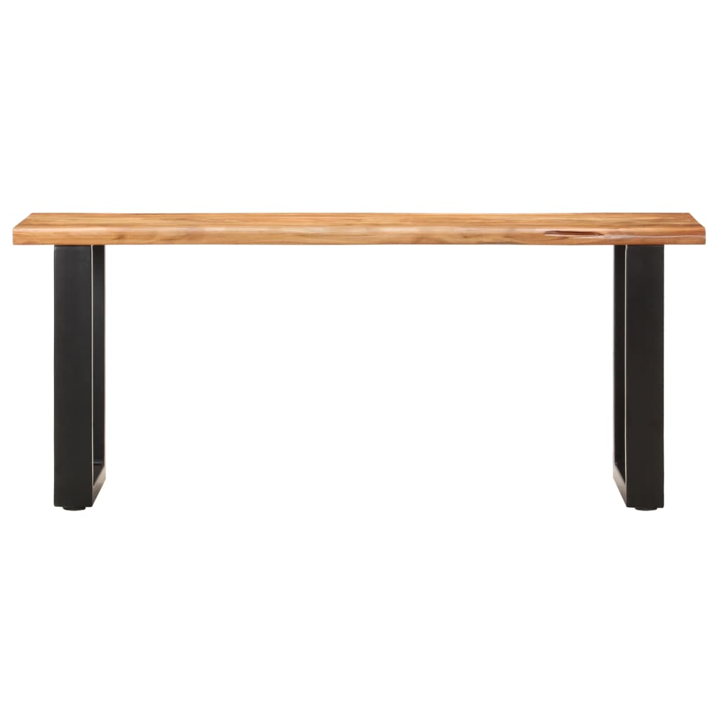 Banc au bord naturel du bois 110 cm Bois d'acacia solide acier Bancs coffres vidaXL   