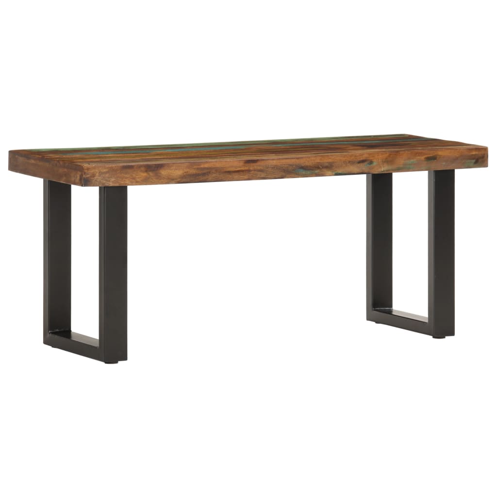 Banc 110 cm Bois de récupération solide et acier Bancs coffres vidaXL   