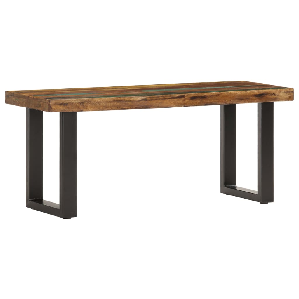 Banc 110 cm Bois de récupération solide et acier Bancs coffres vidaXL   