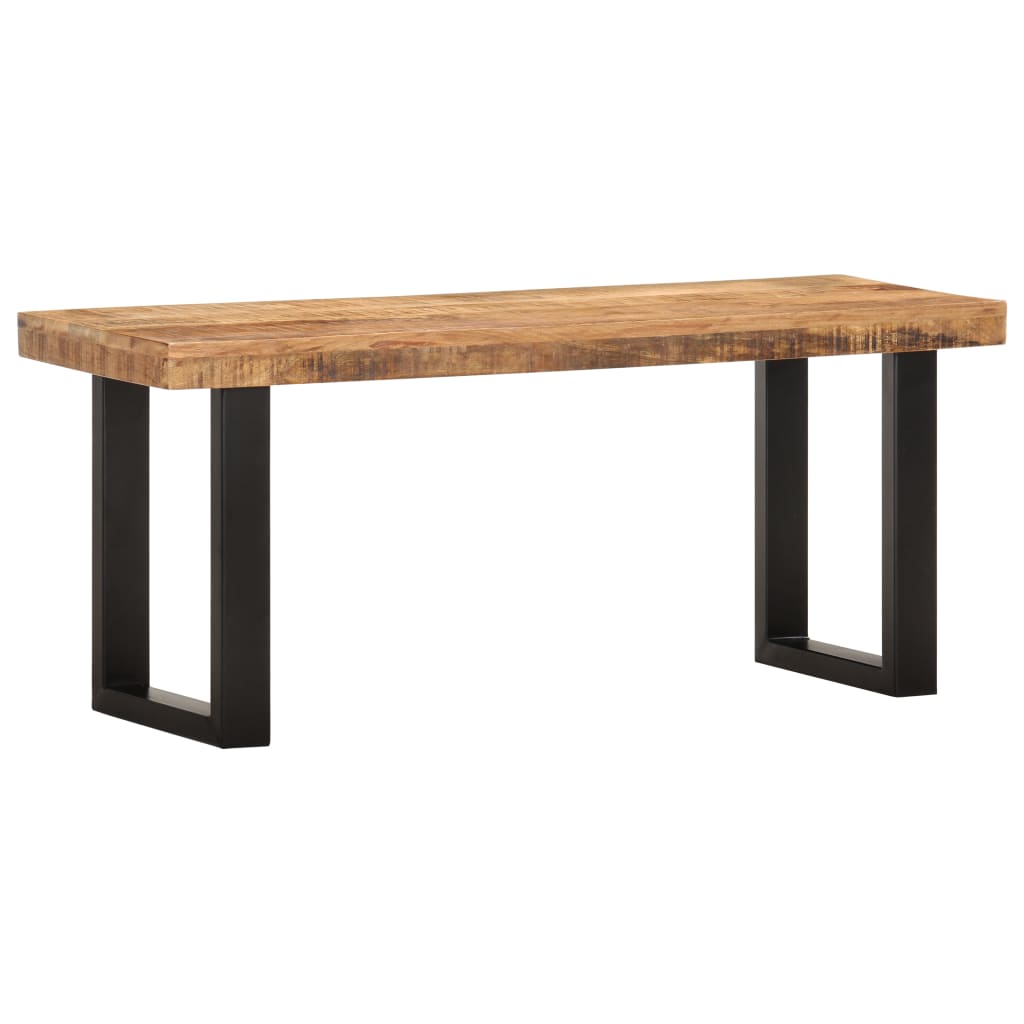 Banc 110 cm Bois de manguier brut massif et acier Bancs coffres vidaXL   