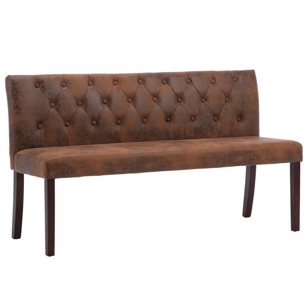 Banc 148,5 cm Marron Similicuir daim Bancs coffres vidaXL   