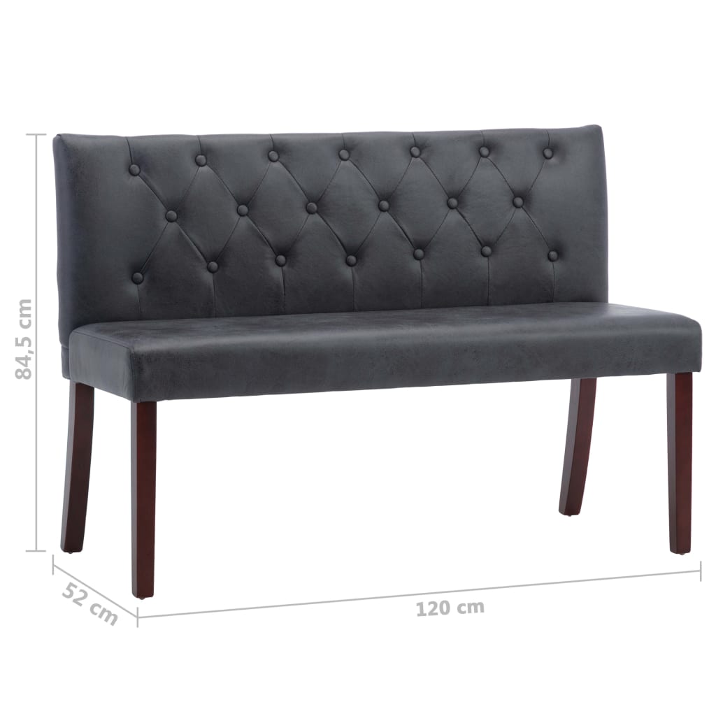 Banc 120 cm Gris Similicuir daim Bancs coffres vidaXL