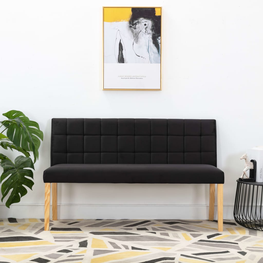 Banc 140 cm Noir Velours Bancs coffres vidaXL   