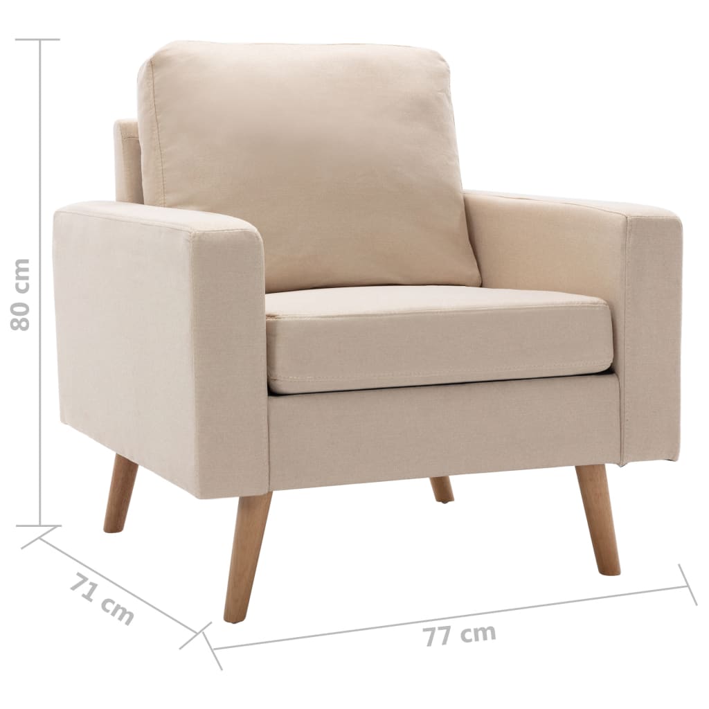 Fauteuil Crème Tissu Fauteuils vidaXL   