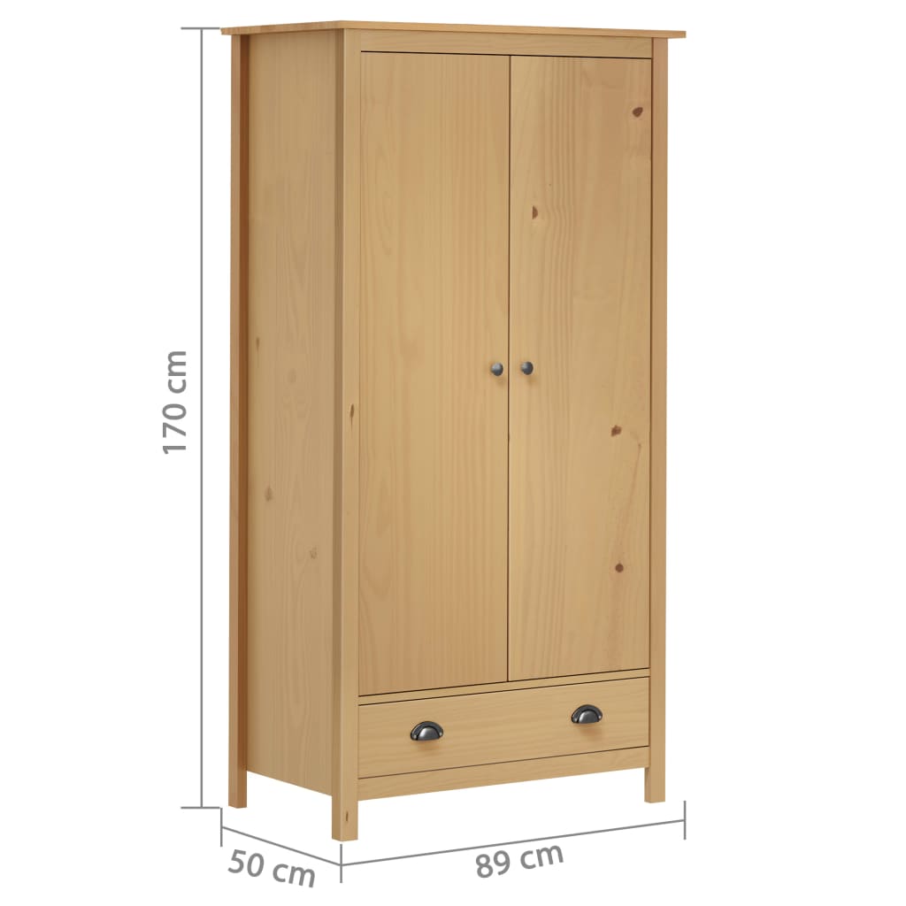 Garde-robe à 2 portes Hill 89x50x170 cm Bois de pin solide Armoires vidaXL   