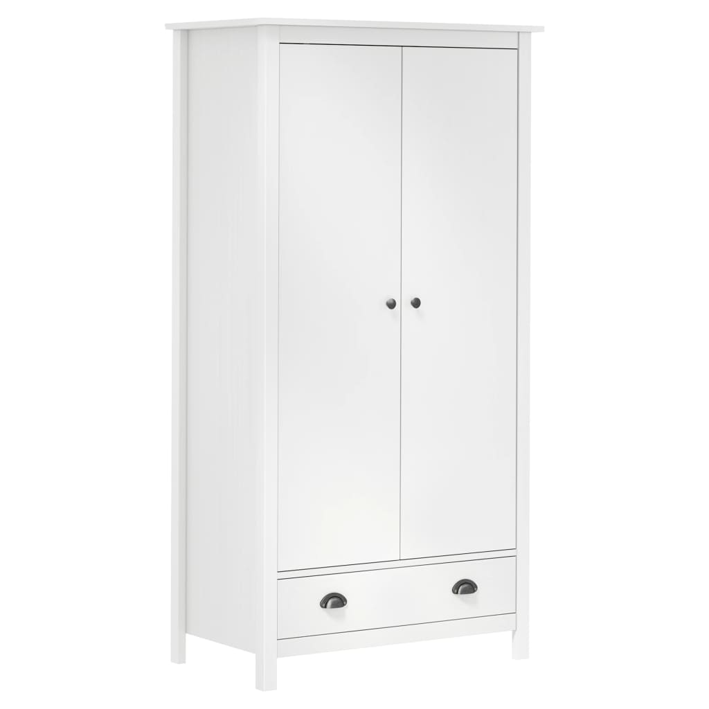 Garde-robe à 2 portes Hill Blanc 89x50x170cm Bois de pin solide Armoires vidaXL   