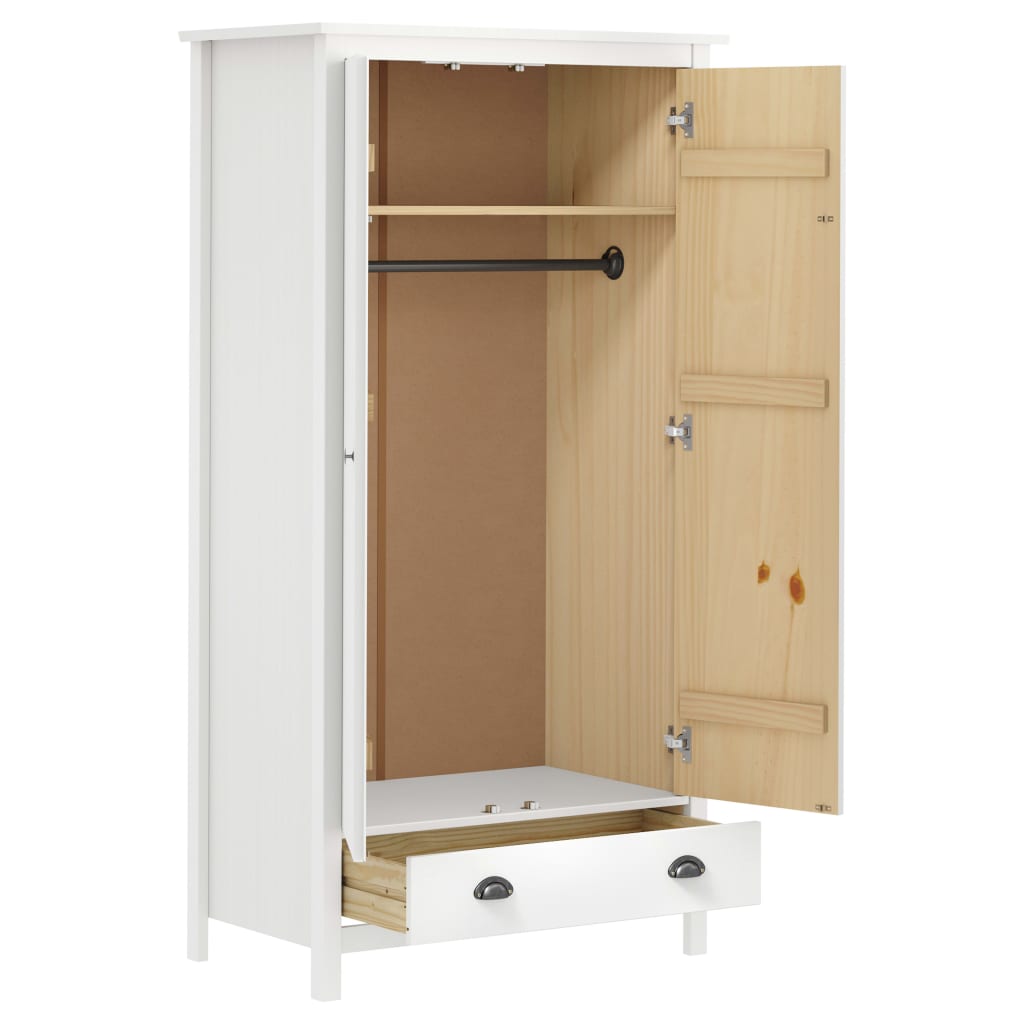 Garde-robe à 2 portes Hill Blanc 89x50x170cm Bois de pin solide Armoires vidaXL   