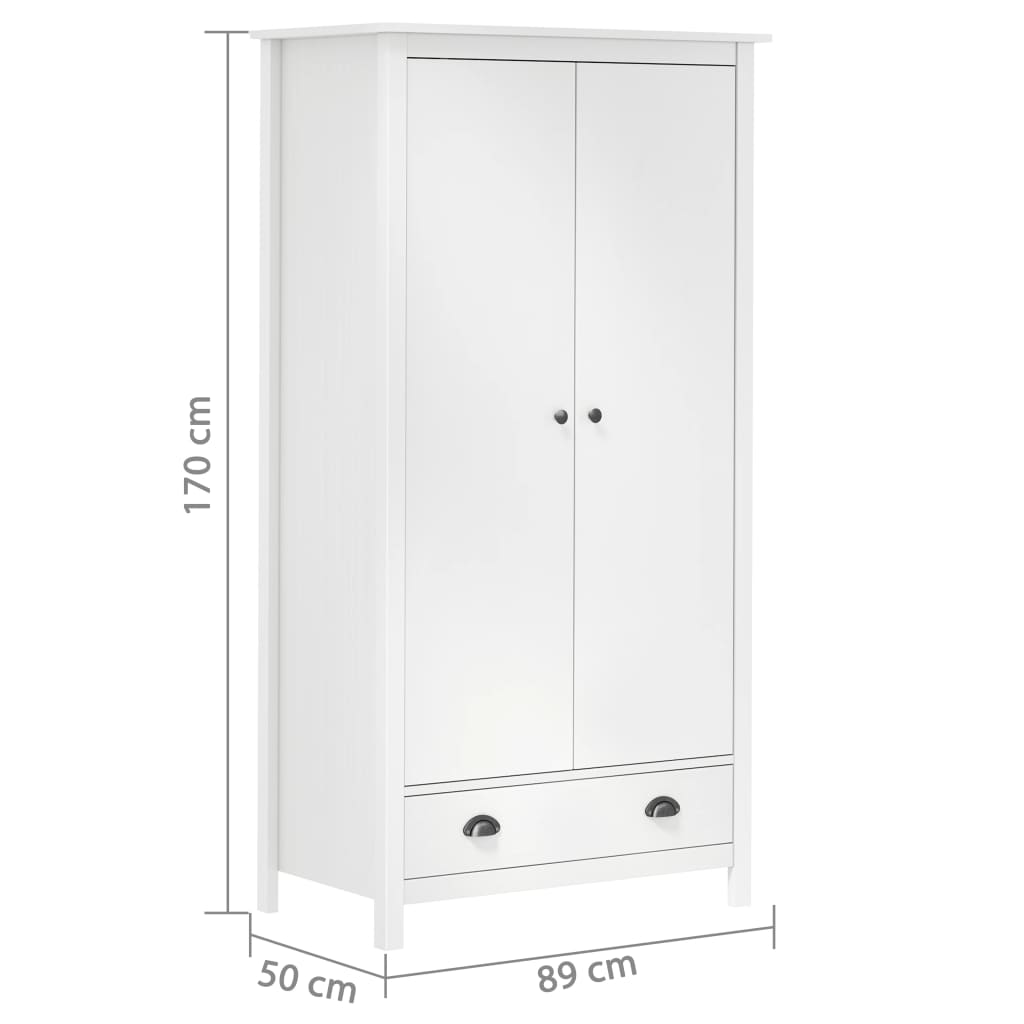 Garde-robe à 2 portes Hill Blanc 89x50x170cm Bois de pin solide Armoires vidaXL   