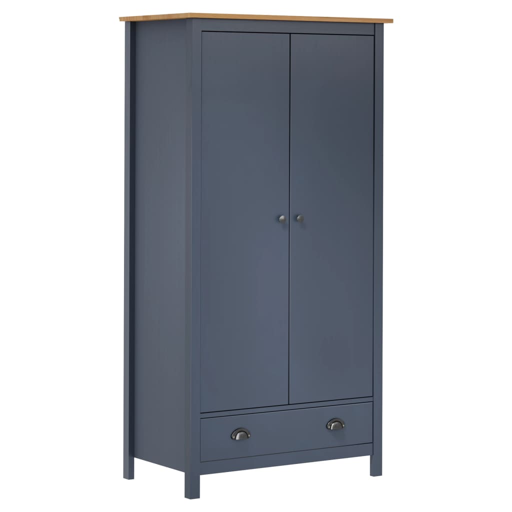 Garde-robe à 2 portes Hill Gris 89x50x170cm Bois de pin solide Armoires vidaXL   